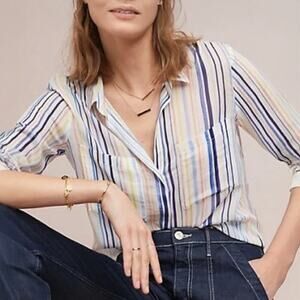 Anthropologie Cloth & Stone Striped Button Down Shirt Size S